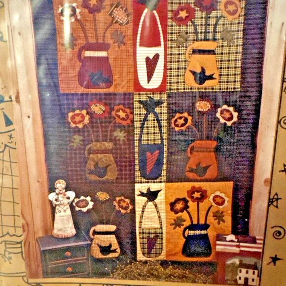 Quilting Crow Flowers Pattern 51" X 75" Wall Quilt By Memes Quilts MQ287 VTG - Picture 3 of 5